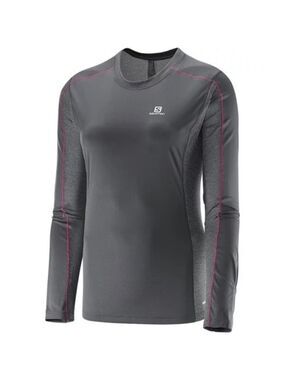 Salomon Agile Long Sleeve Women's Running T-Shirt Grey & Pink, size M